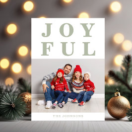 Modernes Joyful Sage Green Foto Weihnachten