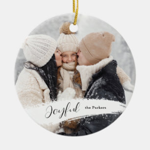 Modernes Joystick mit Snowy Brushstroke-Foto Keramik Ornament