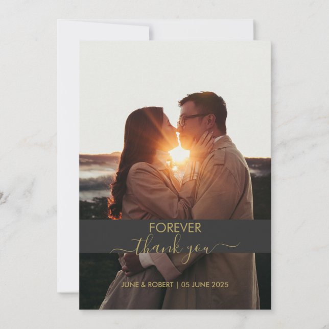 Modernes Jubiläum Foto Liebe Dankeskarte (Vorderseite)