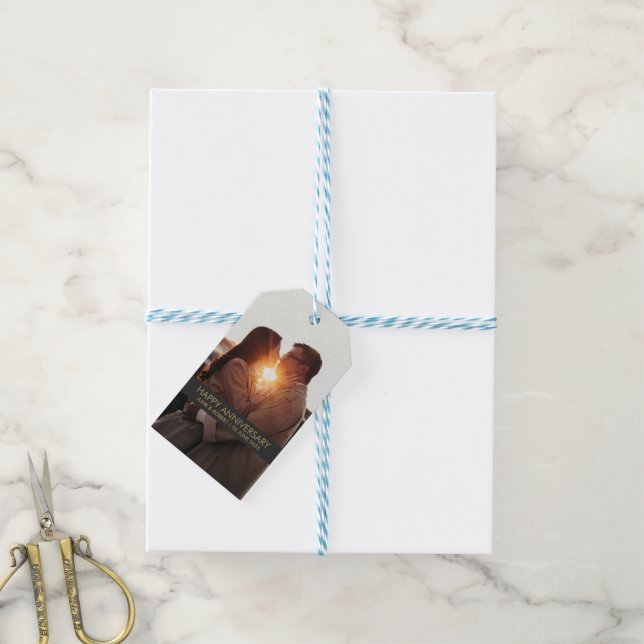 Modernes Jubiläum Foto Liebe Geschenkanhänger (Mit Garn)