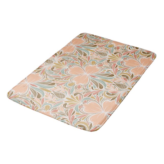 Modernes Jugendstil-Boho-Muster Badematte (Schrägansicht)
