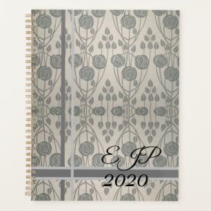 Modernes Jugendstil-Design in Grays, Mit Monogramm Planer