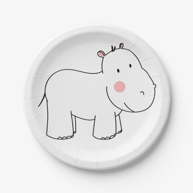 Modernes Jungle Hippo Minimalistisch Baby Dusche P Pappteller (Vorderseite)