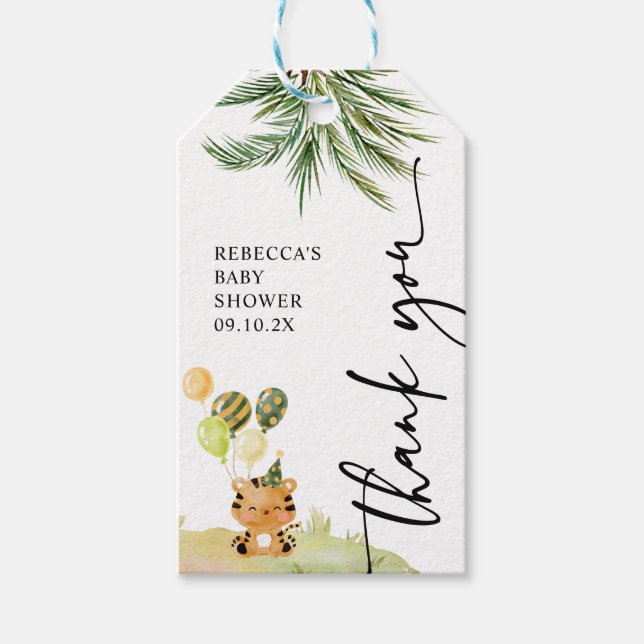 Modernes Jungle Party Baby Dusche Gastgeschenke Ge Geschenkanhänger (Vorderseite)