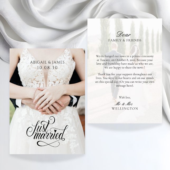 Modernes Just Married Foto Ankündigung (Von Creator hochgeladen)