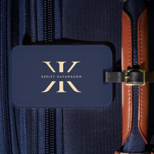 Modernes K-Logo Beruflich Monogram Dunkelblau Gepäckanhänger (Vorderseite Insitu 4)