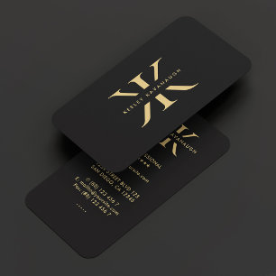 Modernes K Monogram Beruflich Black Imitats Gold Visitenkarte