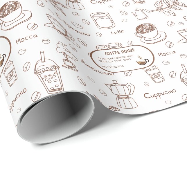 Modernes Kaffeepapier Hintergrund Personalisiert Geschenkpapier (Rolleneckpunkt)