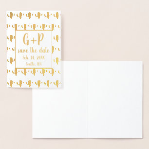 Modernes Kaktus-Illustrations-Muster Save the Date Folienkarte