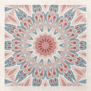Modernes Kaleidoskop Mandala Fraktal Kunst Glasuntersetzer