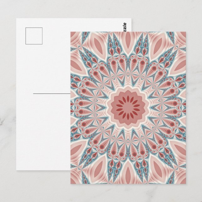 Modernes Kaleidoskop Mandala Fraktal Kunst Postkarte (Vorne/Hinten)