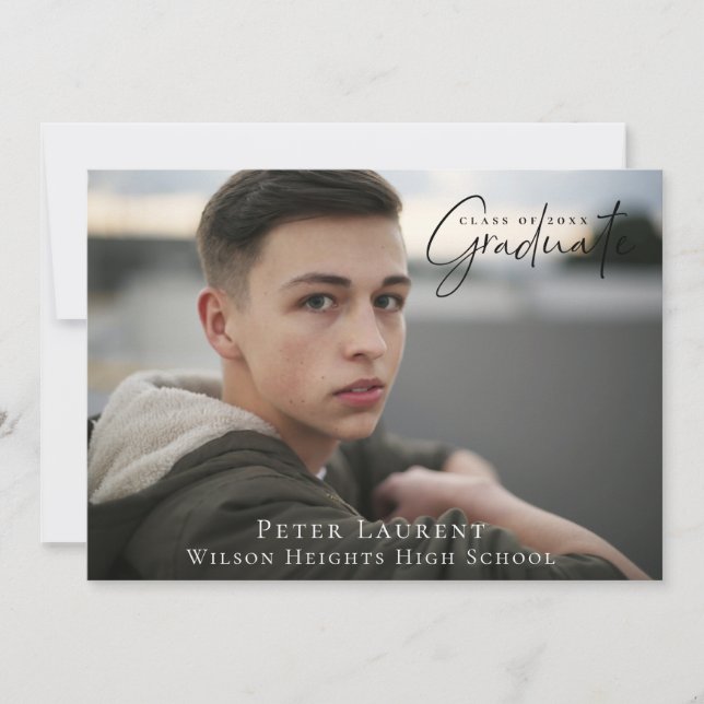 Modernes Kalligrafie-Abschluss-Foto Ankündigung (Vorderseite)