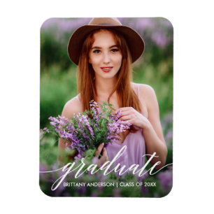 Modernes Kalligrafie-Abschluss-Foto Magnet