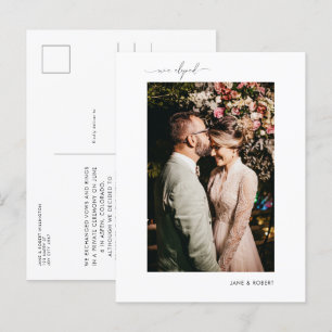 Modernes Kalligrafie-Foto nur verheiratet Eloption Ankündigungspostkarte