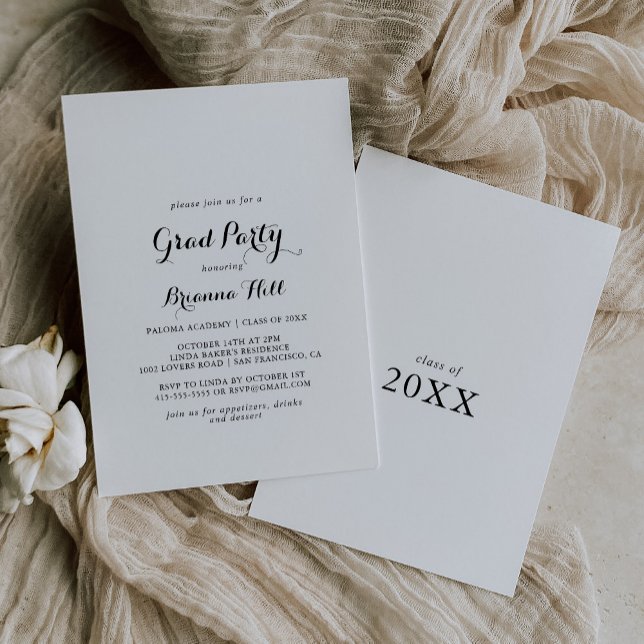 Modernes Kalligrafie-Grad-Party Einladung (Von Creator hochgeladen)