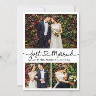 Modernes Kalligrafie Herz 3 Fotos Hochzeit Ankündigung