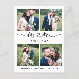 Modernes Kalligrafie Herz 4 Foto Hochzeit Vielen D Postkarte