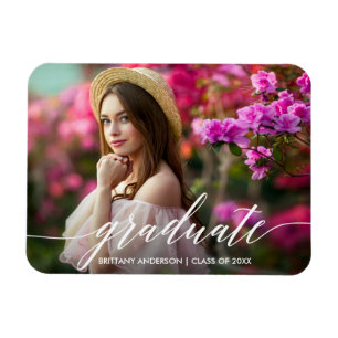 Modernes Kalligrafie-Script-Abschluss-Foto Magnet