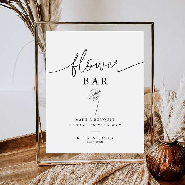 Modernes Kalligrafie Script Blume Bar Wedding Sign Sockelschild (Von Creator hochgeladen)