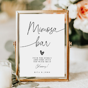 Modernes Kalligrafie-Script Mimosa Bar Wedding Sig Poster