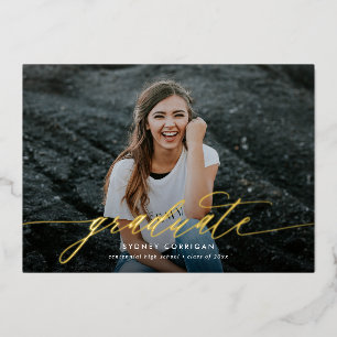 Modernes Kalligrafie-Script mit zwei Fotos Abschlu Folieneinladung