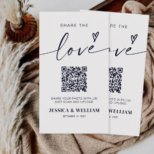 Modernes Kalligrafie-Skript verwendet Liebe QR-Cod Begleitkarte