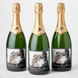 Modernes kalligrafisches Foto Black & White Weddin