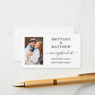 Modernes Kalligrafisches Foto-Hochzeitregister Begleitkarte
