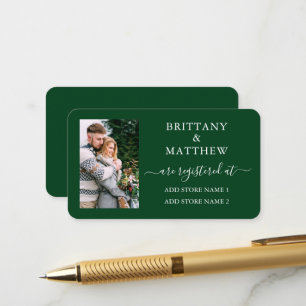 Modernes kalligrafisches Foto Hochzeitregister Grü Begleitkarte