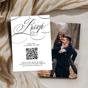 Modernes kalligrafisches Foto mit zeitlosem Black  RSVP Karte