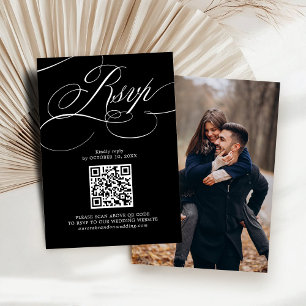 Modernes kalligrafisches Foto mit zeitlosem Black  RSVP Karte