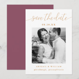 Modernes kalligrafisches Foto Rosa Hochzeit Save The Date