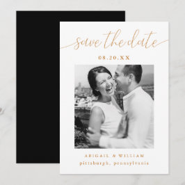 Modernes kalligrafisches Foto Schwarz-Weiß-Hochzei Save The Date