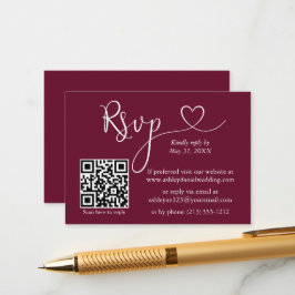 Modernes kalligrafisches Herz Hochzeit QR UAWG Bur Begleitkarte