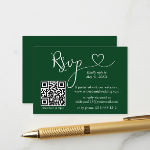 Modernes kalligrafisches Herz Hochzeit QR UAWG Gre Begleitkarte