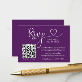 Modernes kalligrafisches Herz Hochzeit QR UAWG Lil Begleitkarte