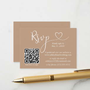 Modernes kalligrafisches Herz Hochzeit QR UAWG Tau Begleitkarte