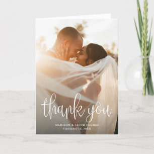 Modernes kalligrafisches Skript Hochzeitsskript-Fo Dankeskarte