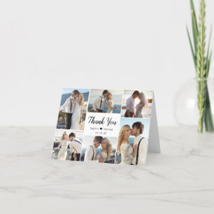 Modernes kalligraphisches Herz 6 Foto Collage Wedd Dankeskarte