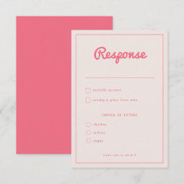 Modernes, kaltrosa Fuchsia Retro Vibes Wedding RSVP Karte