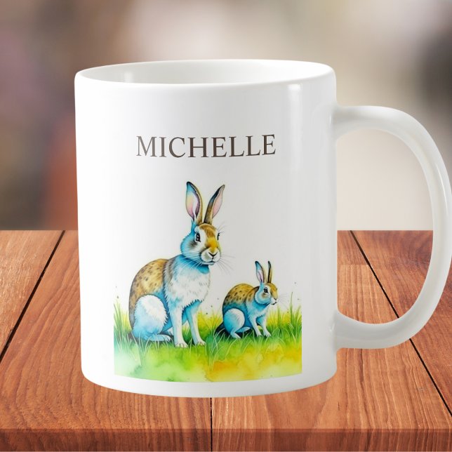 Modernes Kaninchen nach Maß Ostern Kaffeetasse (Cute custom easter mug.)