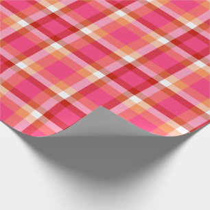 Modernes Kariert rosa Orange Geschenkpapier
