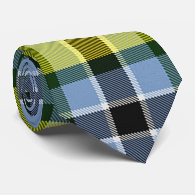 Modernes Kariertes Blaues und Gelbes Tartan-Muster Krawatte (Gerollt)