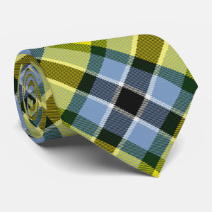 Modernes Kariertes Blaues und Gelbes Tartan-Muster Krawatte
