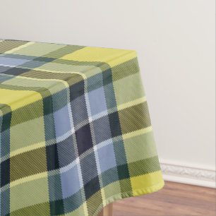 Modernes Kariertes Blaues und Gelbes Tartan-Muster Tischdecke