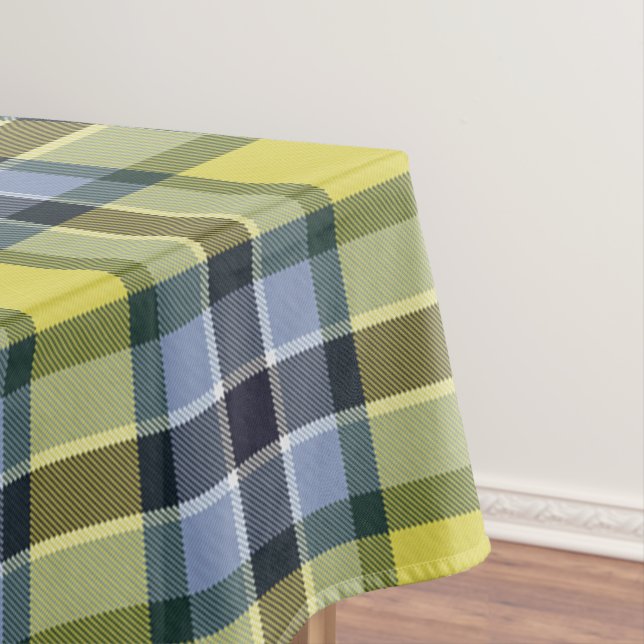 Modernes Kariertes Blaues und Gelbes Tartan-Muster Tischdecke (Beispiel)
