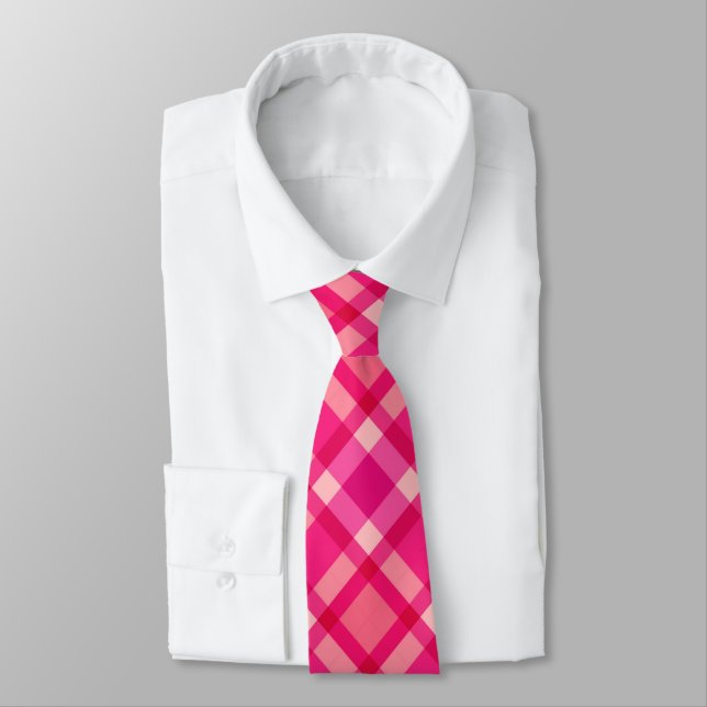 Modernes Kariertes Mittelalter, Fuchsia Pink & Cor Krawatte (Gebunden)