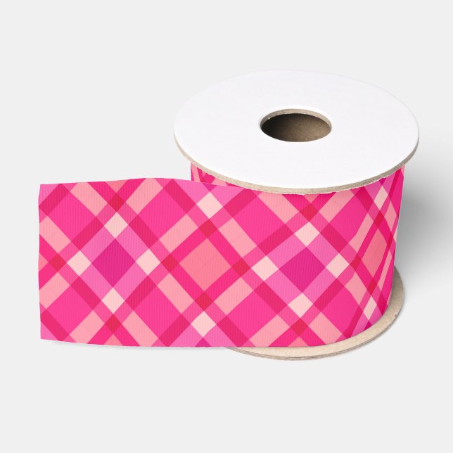 Modernes Kariertes Mittelalter, Fuchsia Pink und W Ripsband (Spule)
