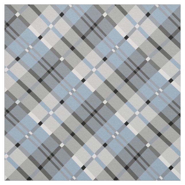 Modernes kariertes Muster hellblau und grau Stoff (Muster)