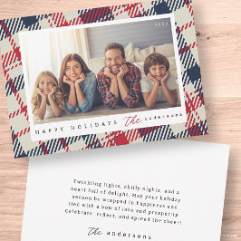 Modernes Kariertes Muster Weihnachts-Custom-Family Feiertagskarte
